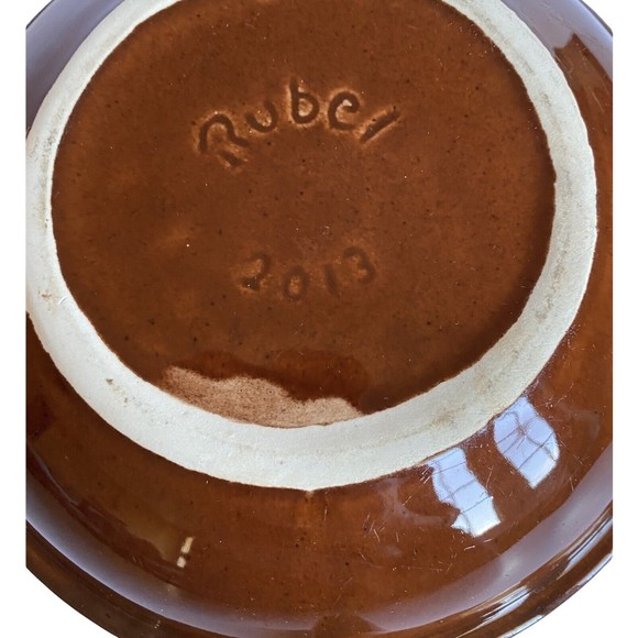 Rubel Brown Drip Glaze Handled Rustic Stoneware Pour Spout Serving Dish 2013 - Picture 10 of 10